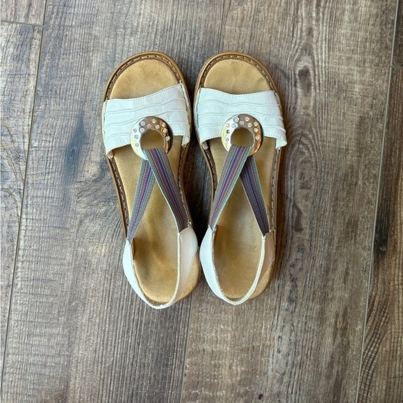 Rieker Spring Step Karmel Leather White Women's Wedge Sandals Size 40 - Picture 5 of 11